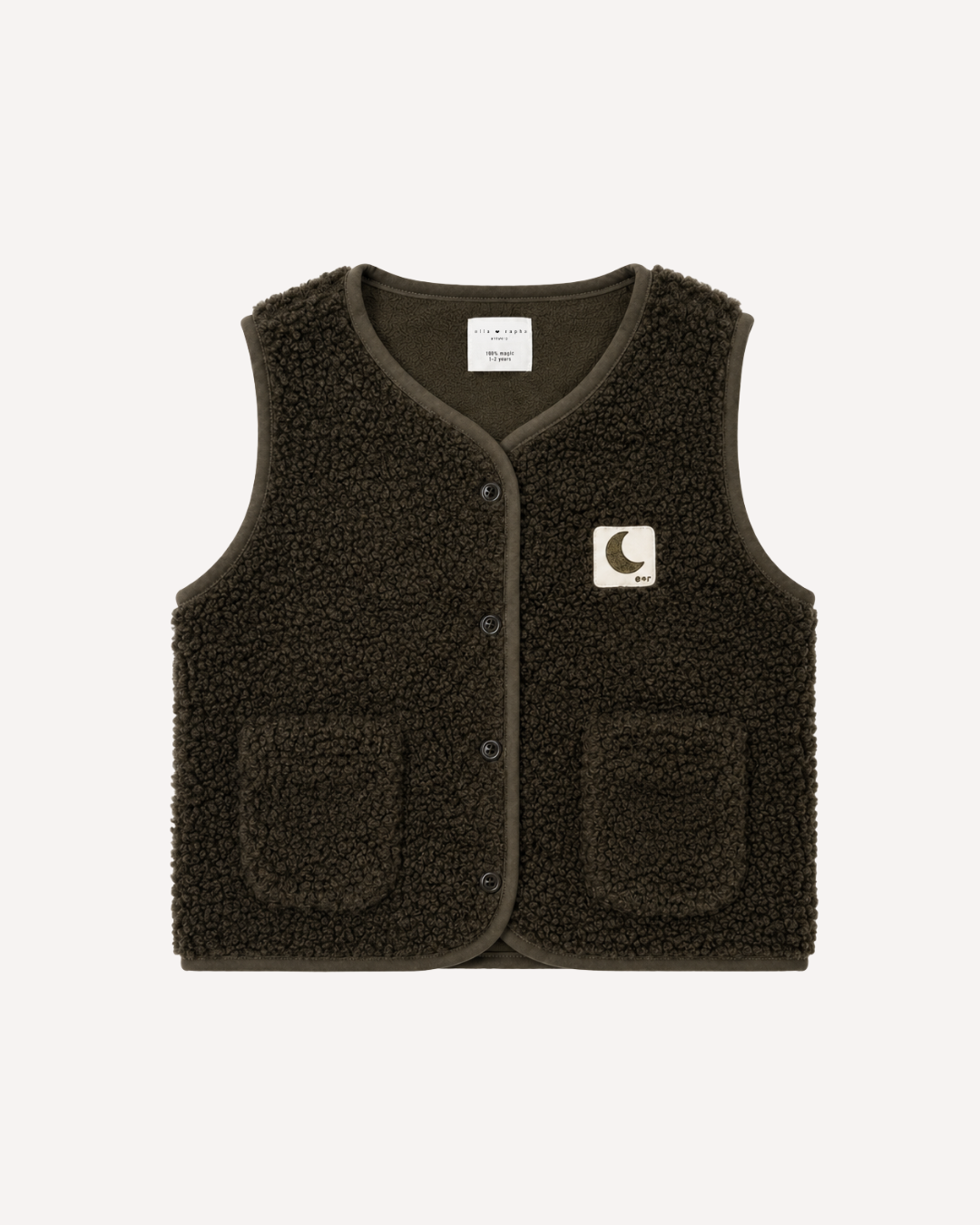 Ella and Rapha Teddy gilet bimbi kaki pile caldo