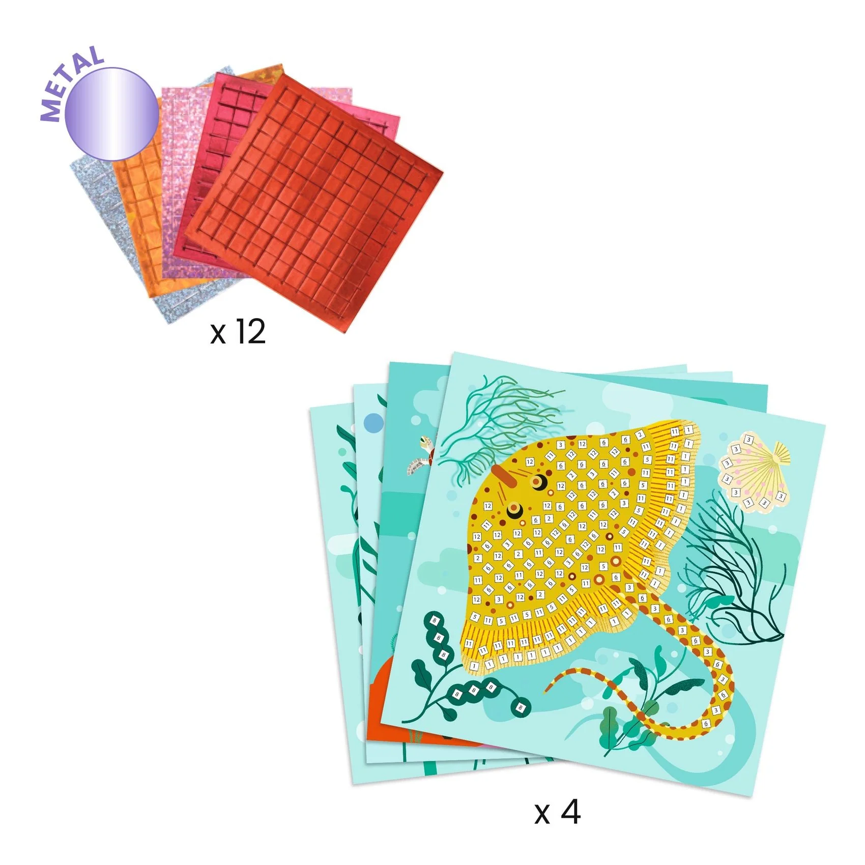 Djeco Caribbean Mosaico set artistico 4 quadretti dai 5 anni