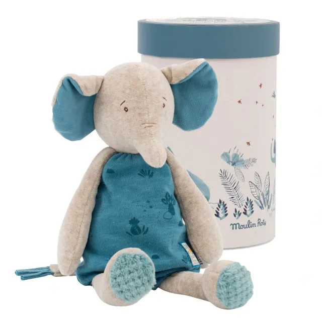 Moulin Roty Sous mon Baobab Elefante Pupazzo Scatola 30 cm