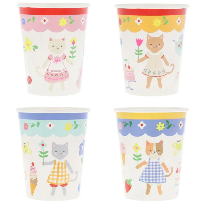 Meri Meri Kitten Club bicchieri carta 8 pezzi gattini