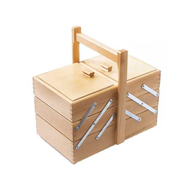 Cestino cucito in legno naturale 28x17 cm