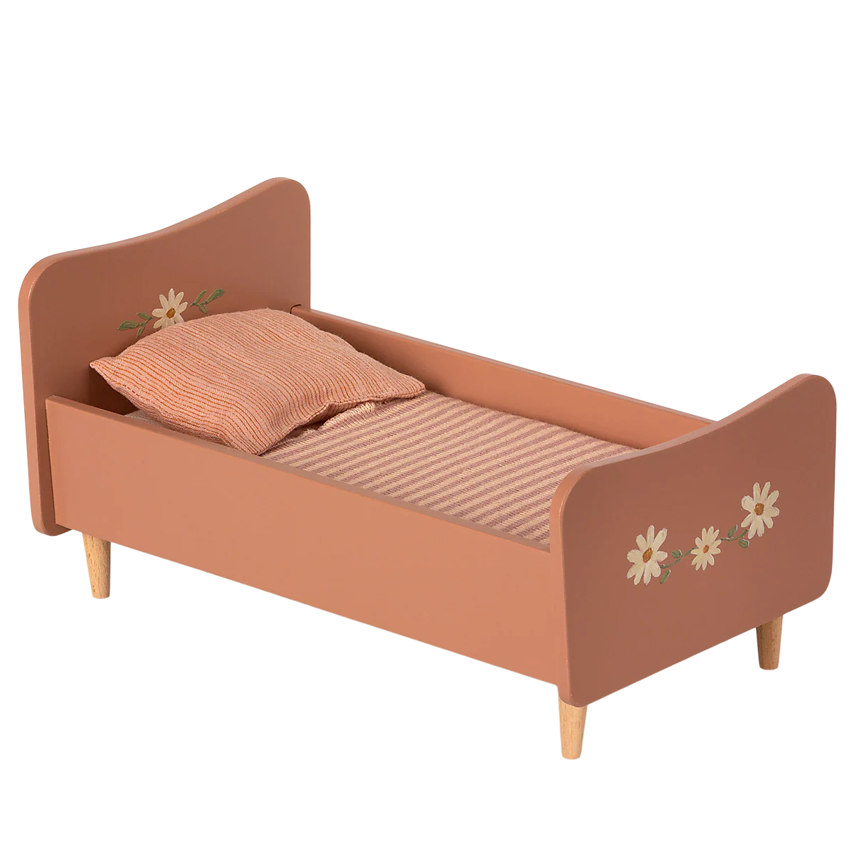 Maileg Lettino Bambole Legno Rosa con Biancheria