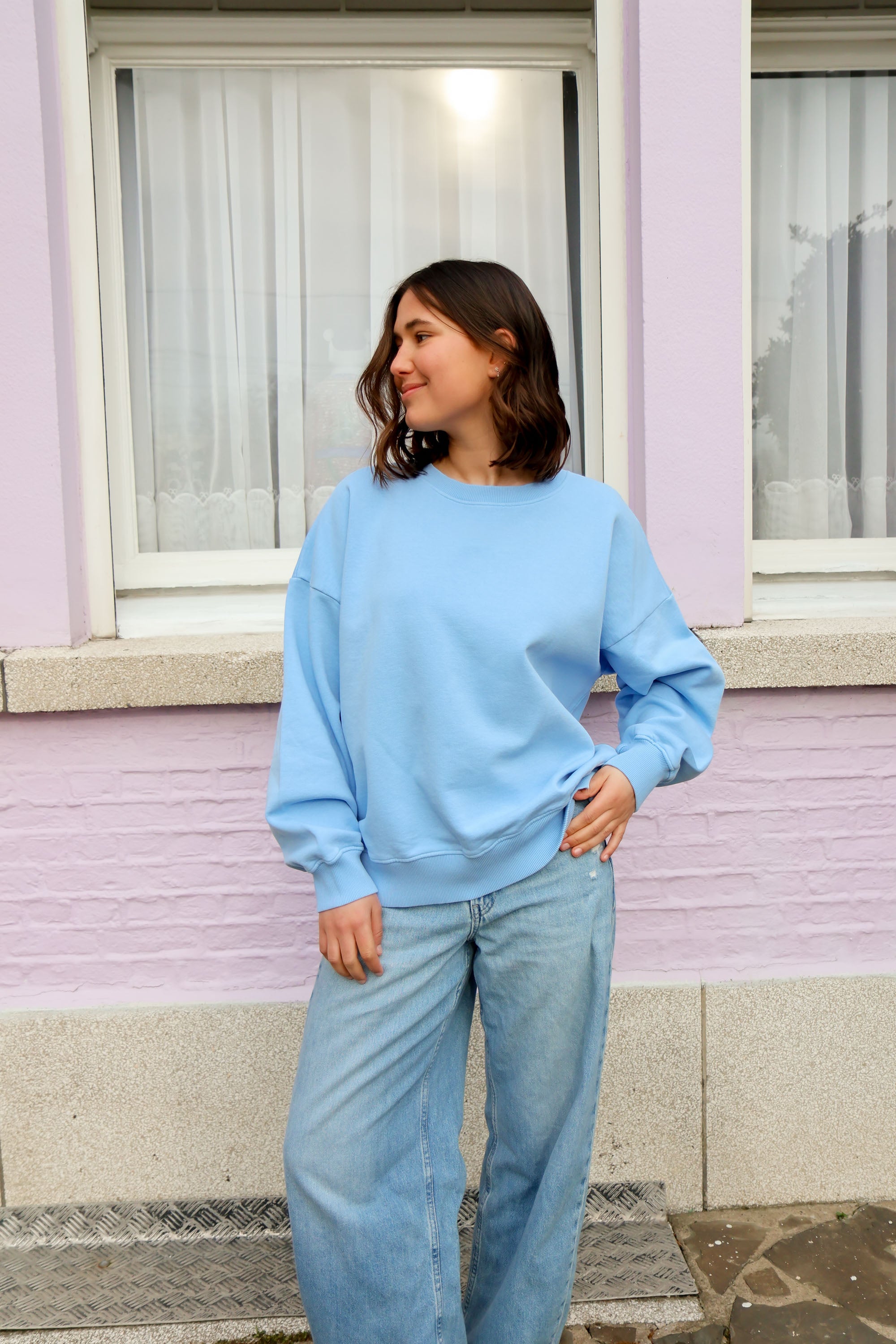 Ella and Rapha Club Soleil Sun felpa azzurra loose fit