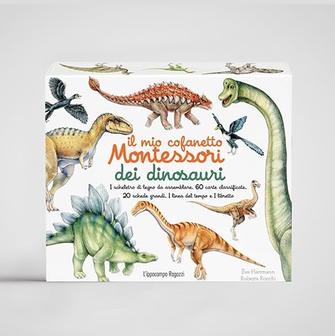 Ippocampo Montessori Dinosauri cofanetto 20 schede gioco