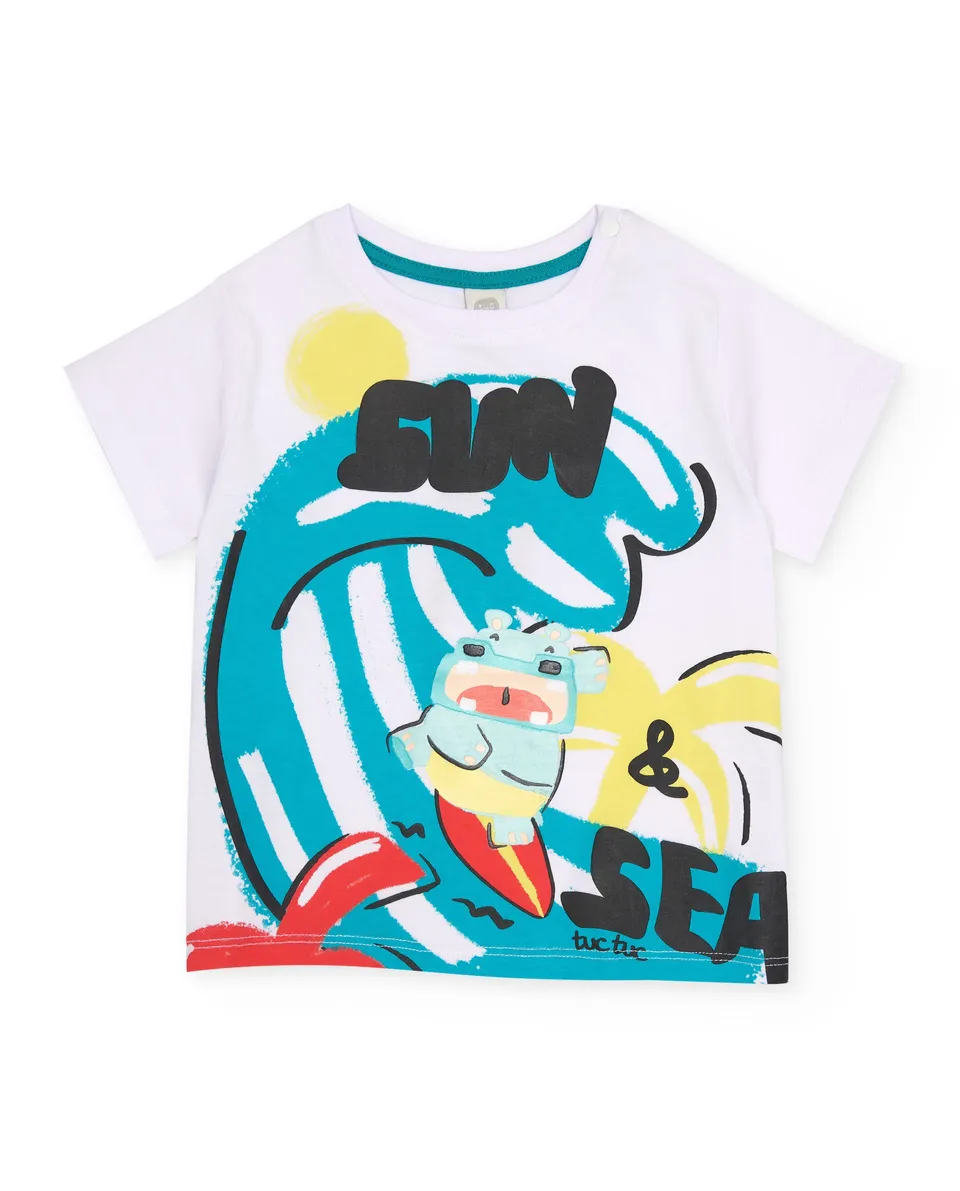 Tuc Tuc maglietta bambino bianca surf in cotone