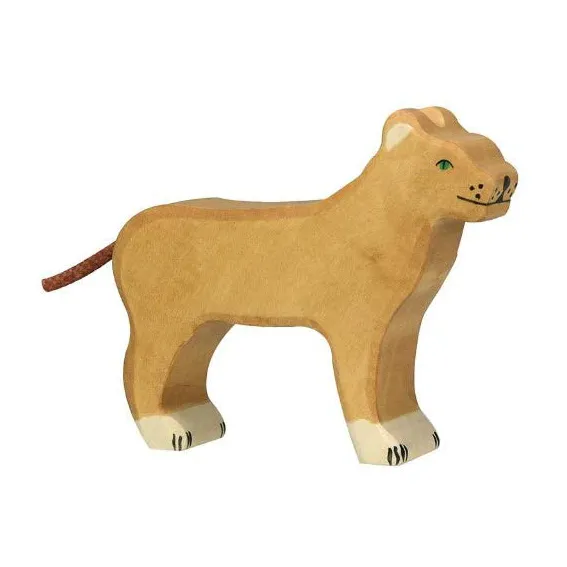 Holztiger Leonessa figura legno 13,5 cm dipinta