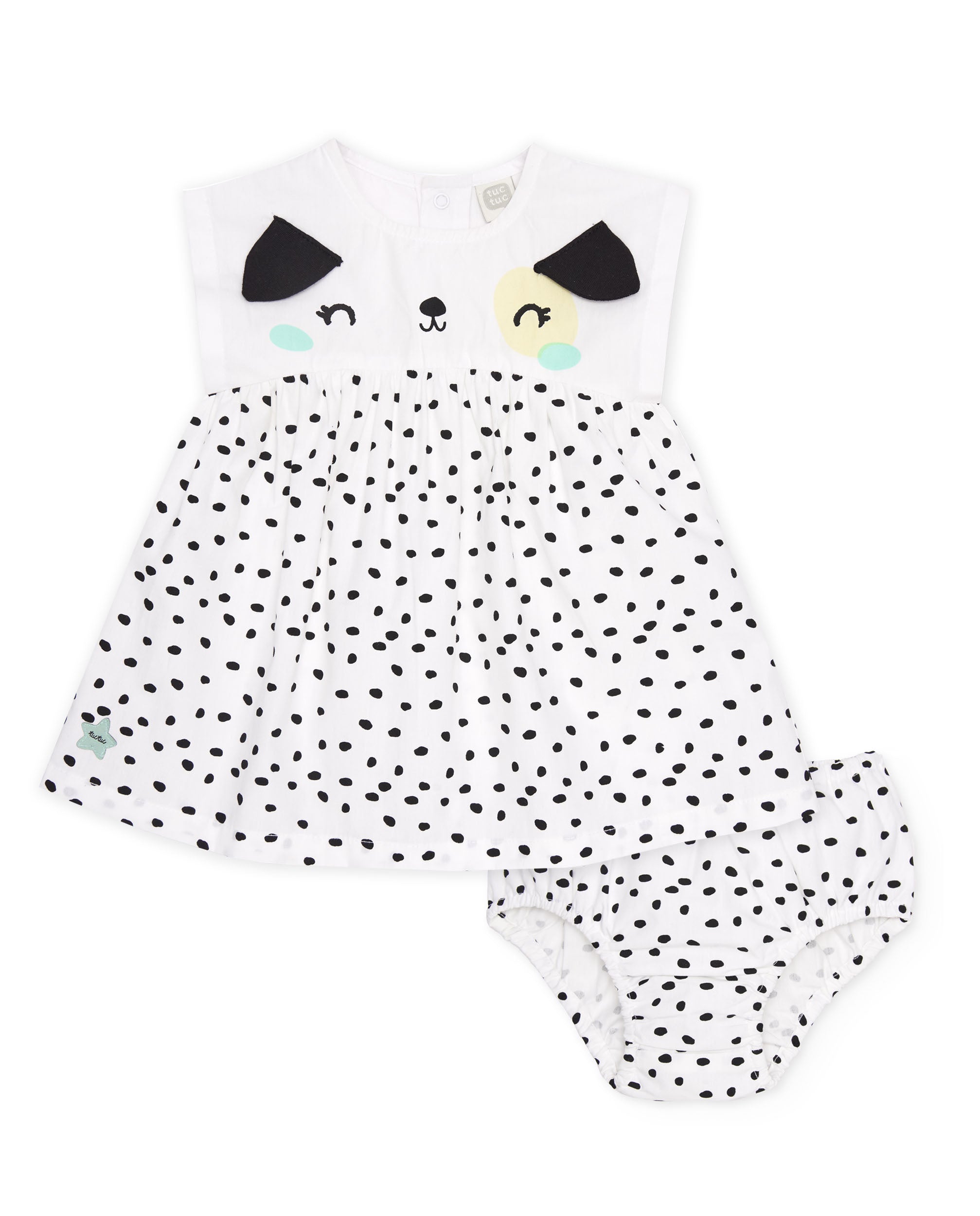 Tuc Tuc vestito neonata pois bianco con mutandina