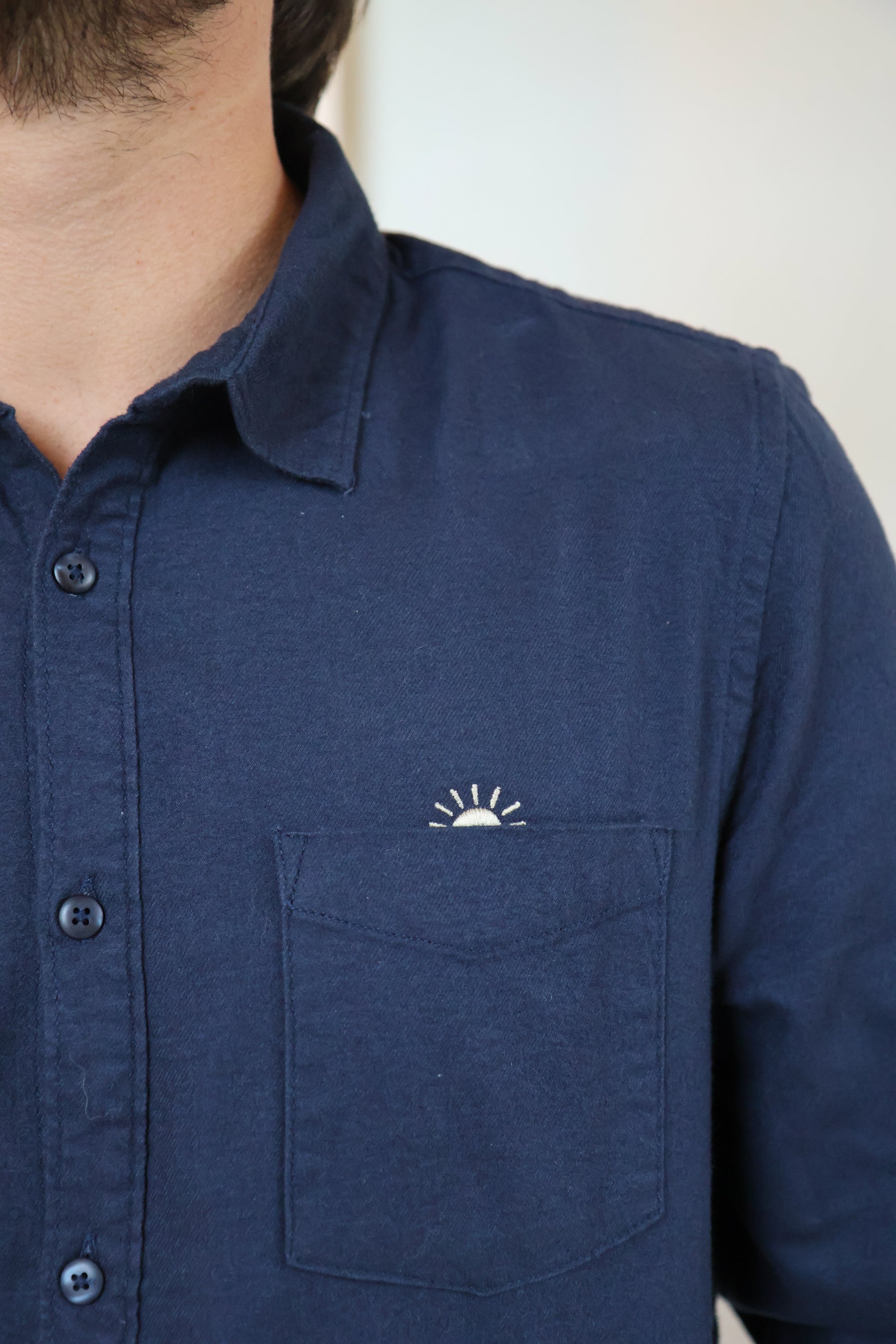 Ella and Rapha Sunrise camicia flanella blu scuro