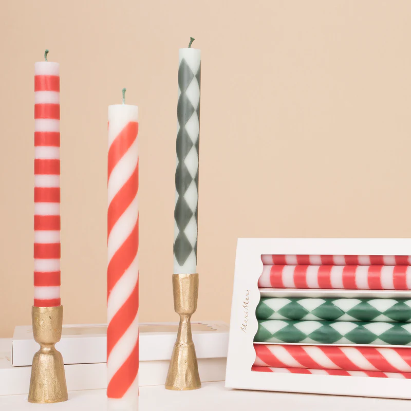 Meri Meri Festive Stripe candele tavolo set 6 pezzi