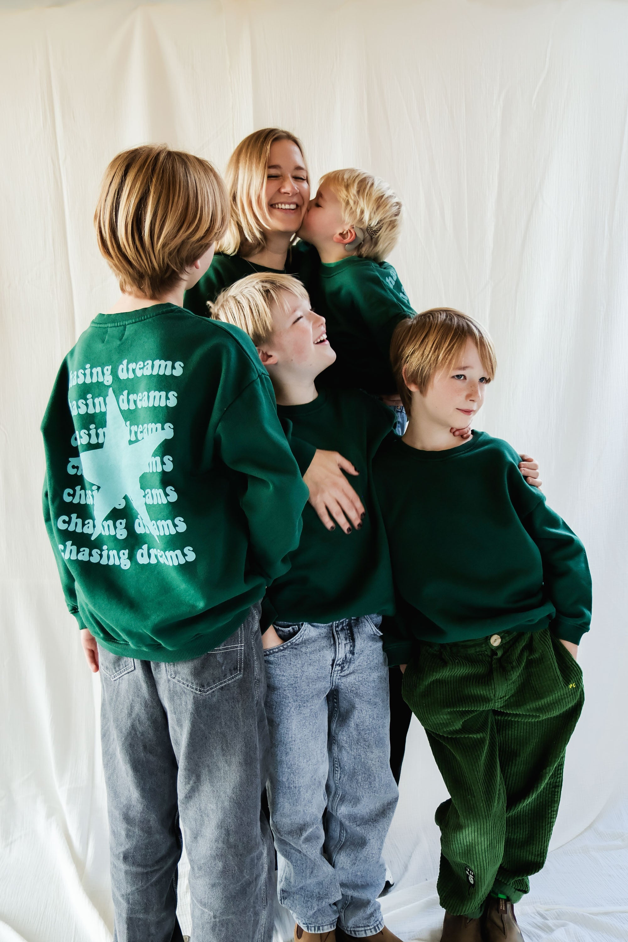 Ella and Rapha Chasing Dreams felpa verde cotone 1-14 anni
