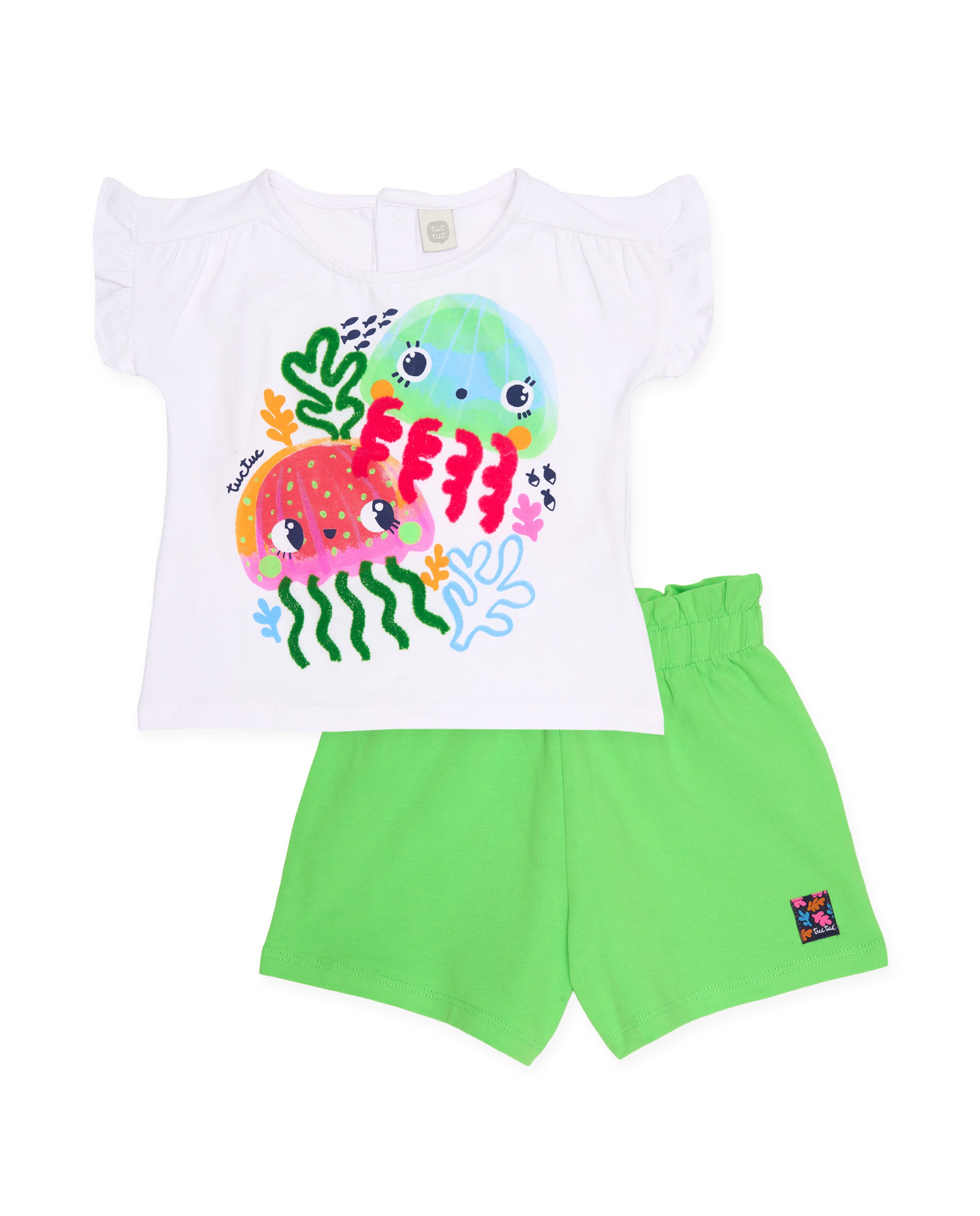 Tuc Tuc completo bambina bianco meduse maglia shorts