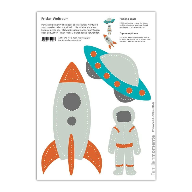 Cartolina da punzonare Spazio A5 in carta riciclata