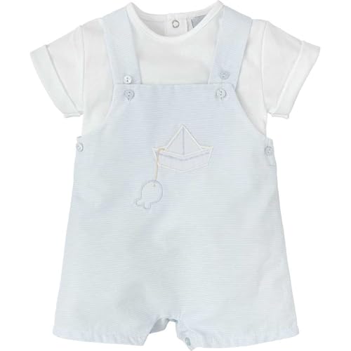 Babidu Set Salopette e T-shirt Neonato Azzurro 3 Mesi Cotone