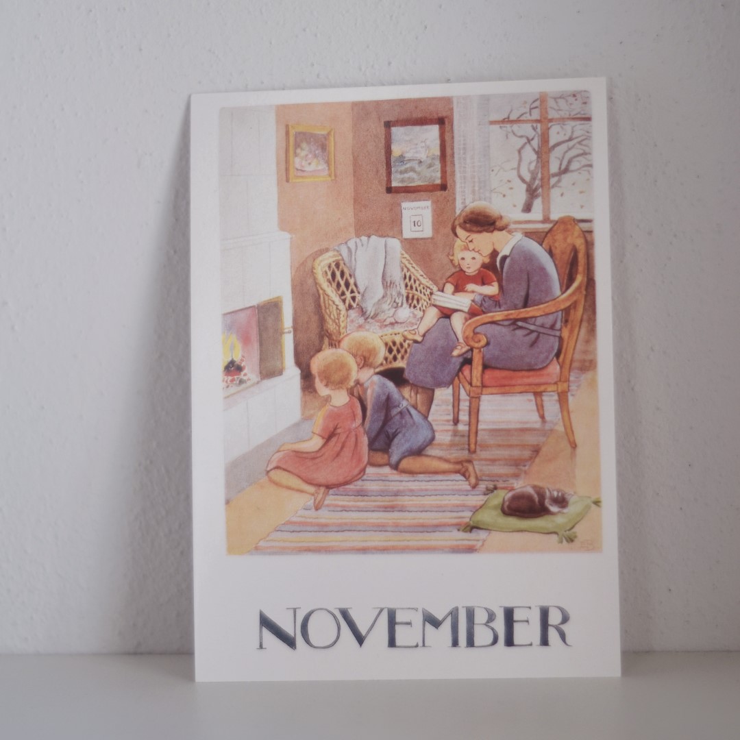 Elsa Beskow Novembre cartolina illustrata 10,5x15 cm