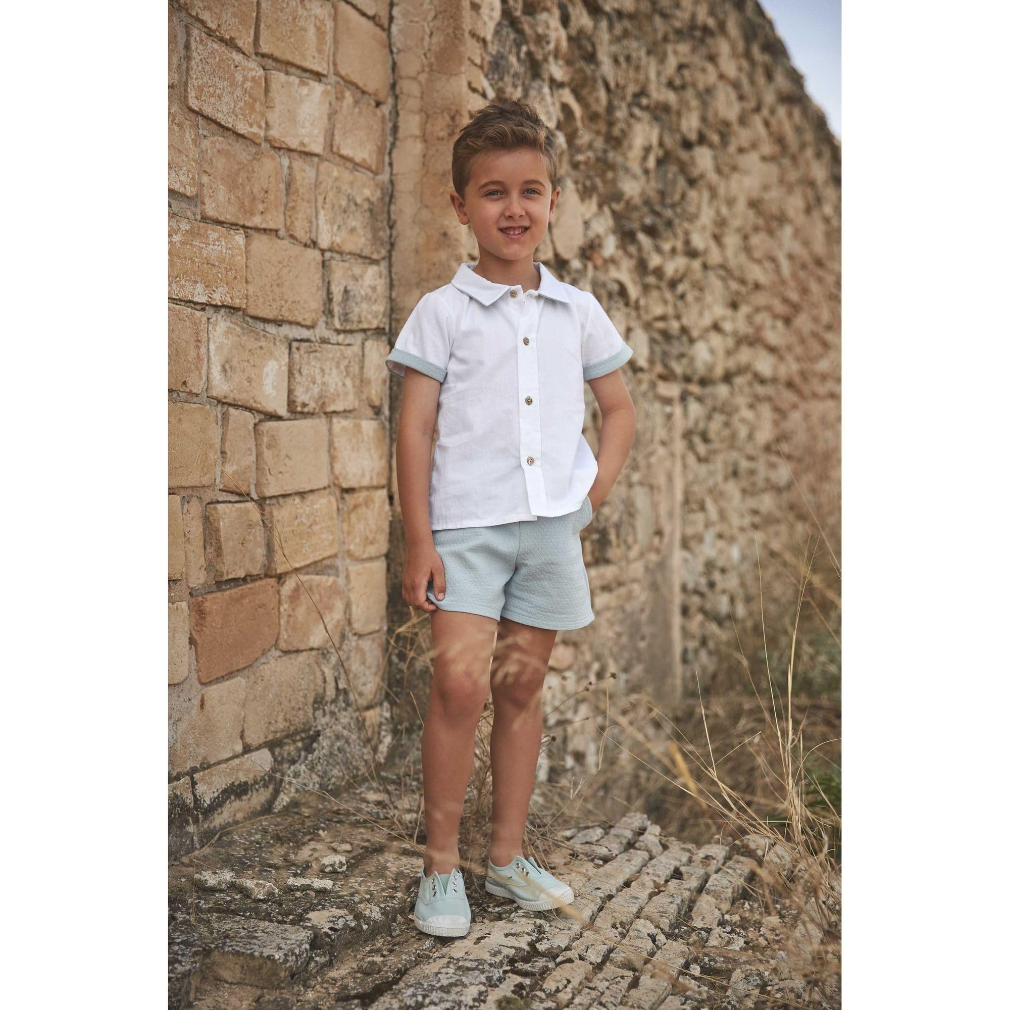 Babidu completo bambino camicia bianca e shorts 5 anni cotone