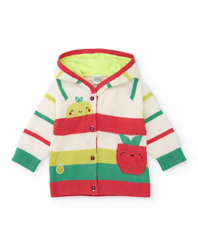 Tuc tuc cardigan neonato panna applicazioni frutta