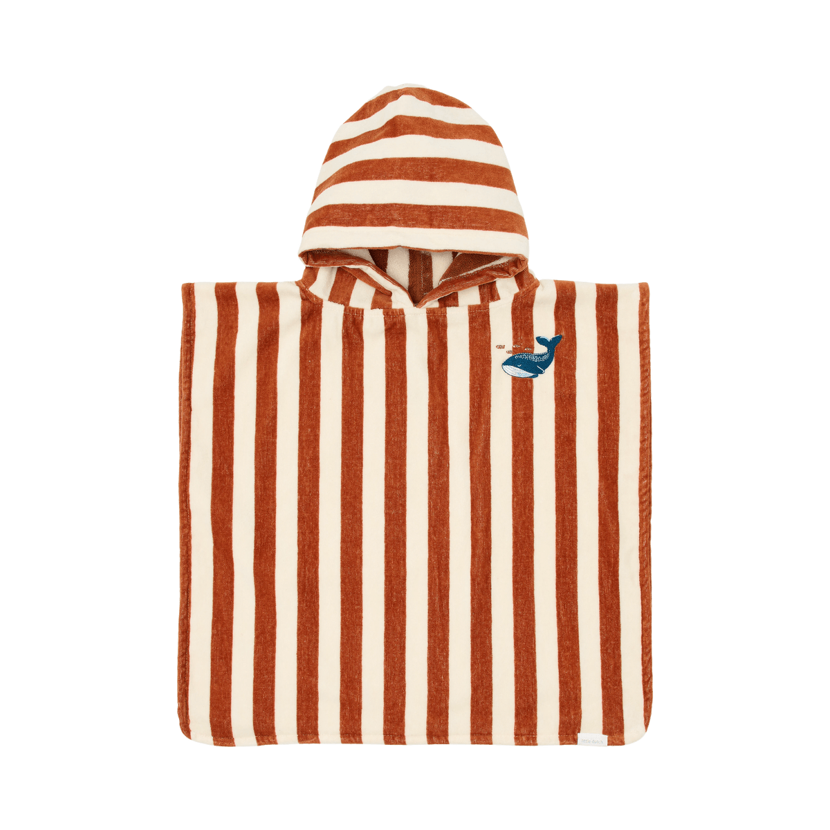 Little Dutch poncho mare righe marroni cotone con cappuccio