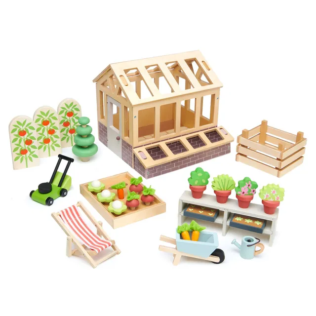Tender Leaf Greenhouse Cottage Set Giardino Serra Legno