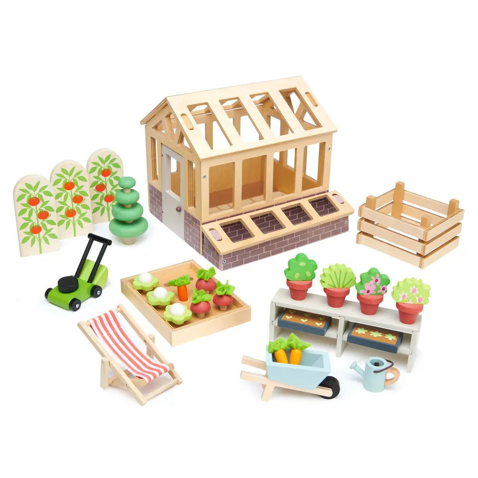 Tender Leaf Greenhouse Cottage Set Giardino Serra Legno