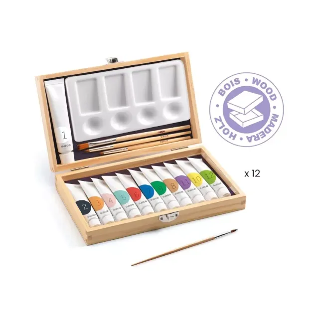 Djeco Cofanetto 12 Colori tempera valigetta pittura bambini