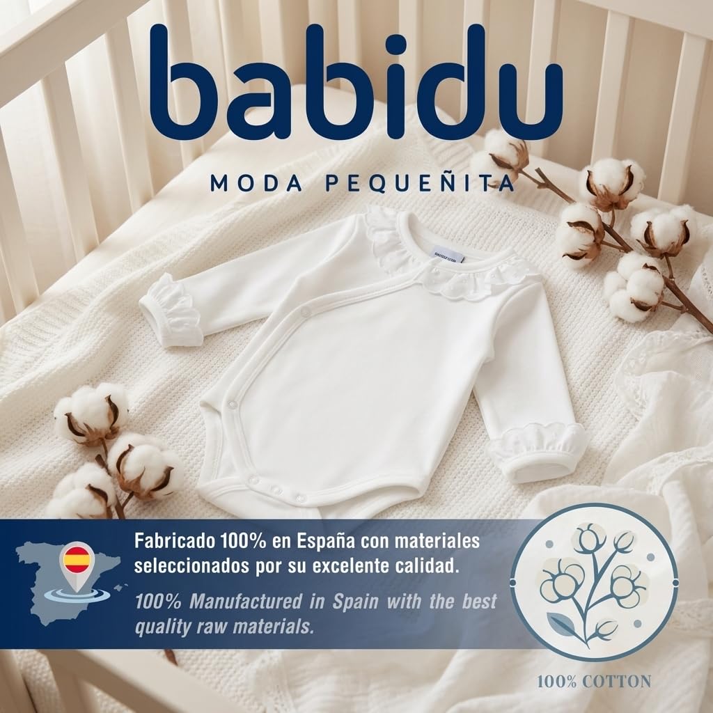 Babidu body incrociato manica lunga cotone 9-12 mesi pizzo