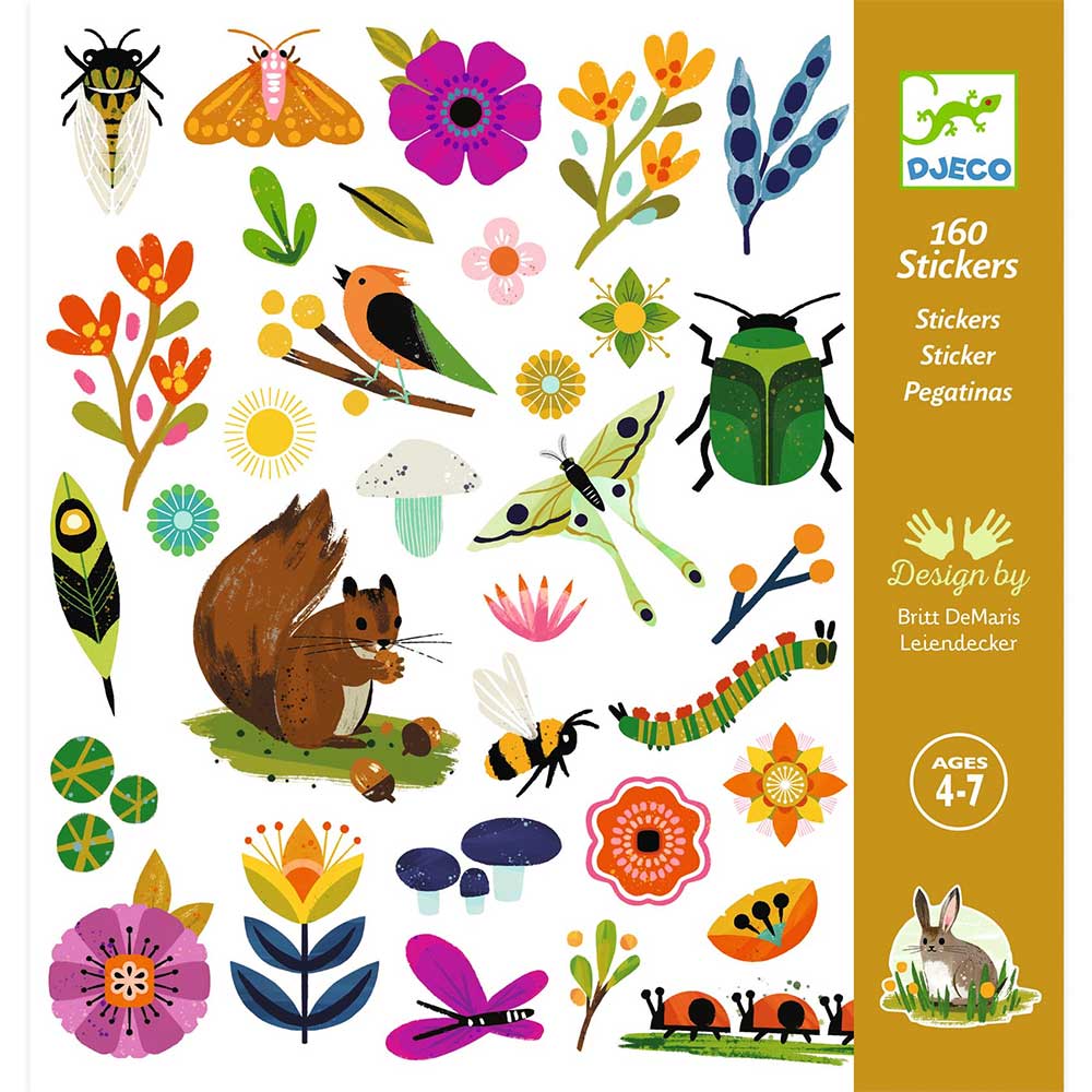 Djeco Garden Adesivi Bambini 160 Stickers 20 cm