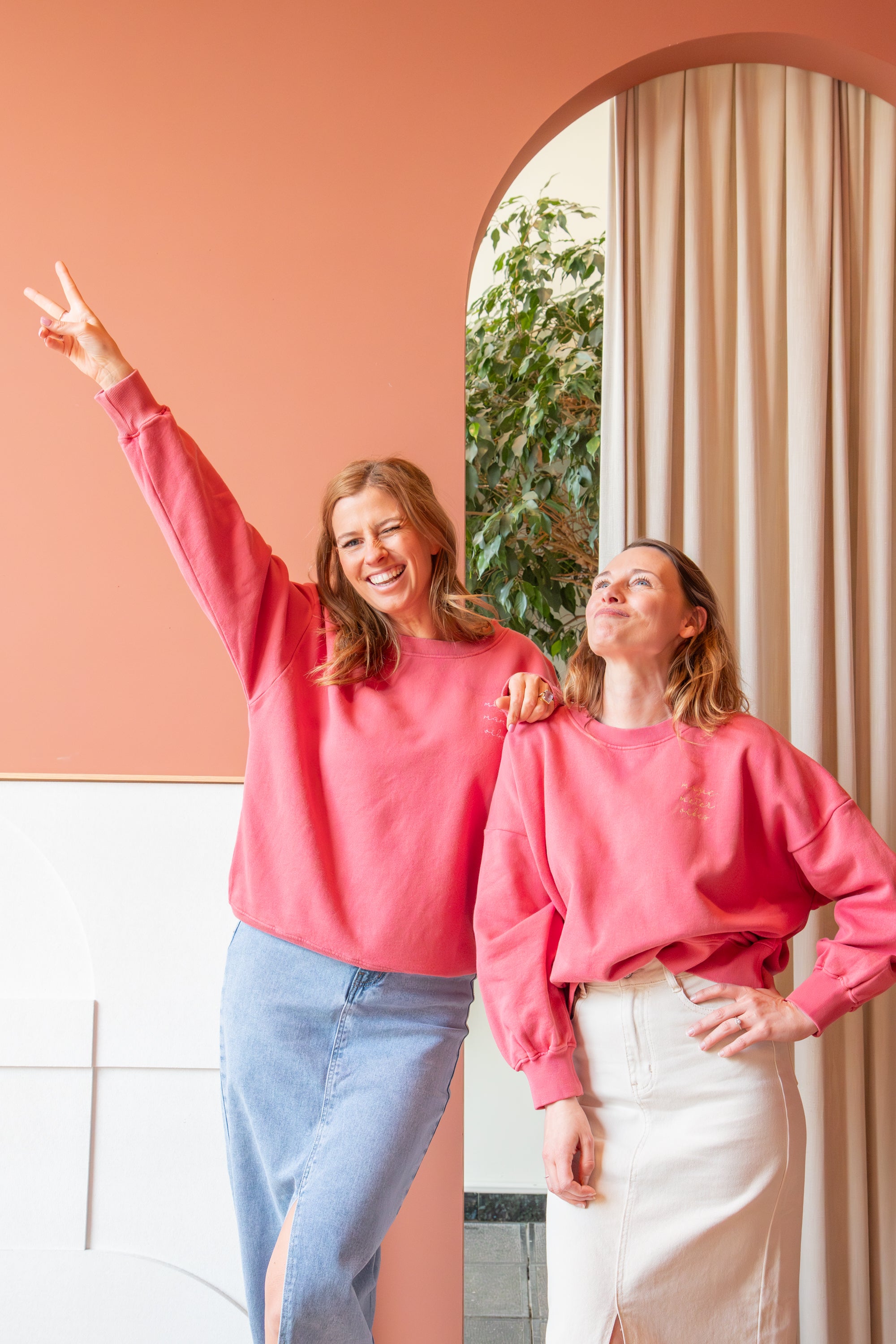 Ella and Rapha Meter felpa rosa lampone unica cotone