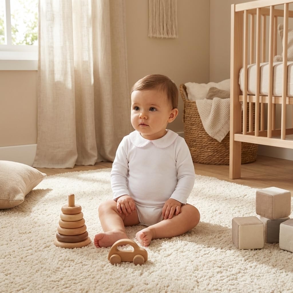 Babidu Body Neonato Piqué Collo Polo Manica Lunga Cotone
