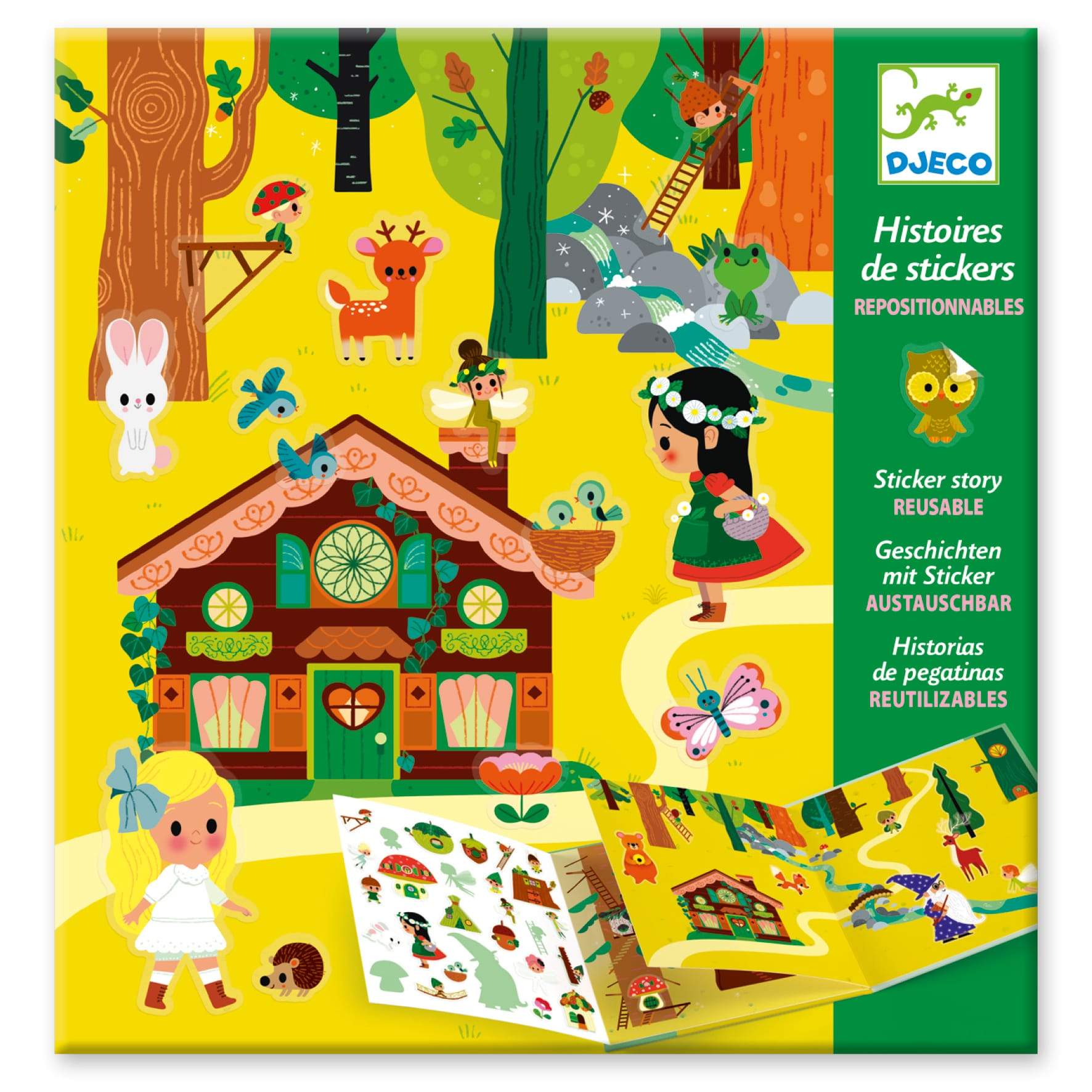 Djeco Foresta Incantata stickers riposizionabili 50 pezzi da viaggio