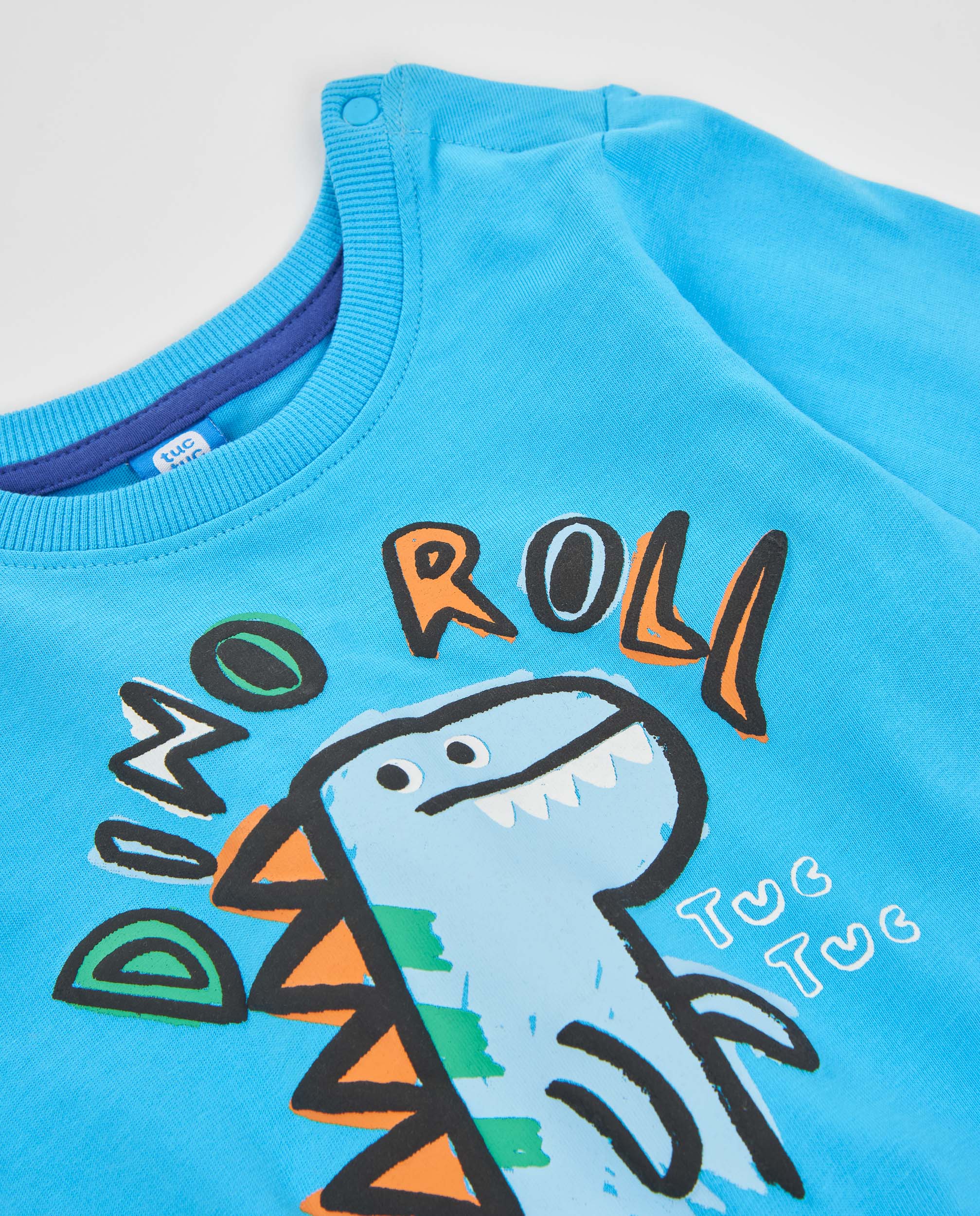 Tuc Tuc Dino Roll maglietta bimbo azzurra dinosauro