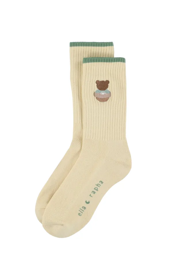 Ella and Rapha Teddy Bear calzini donna bianco cotone 37-41