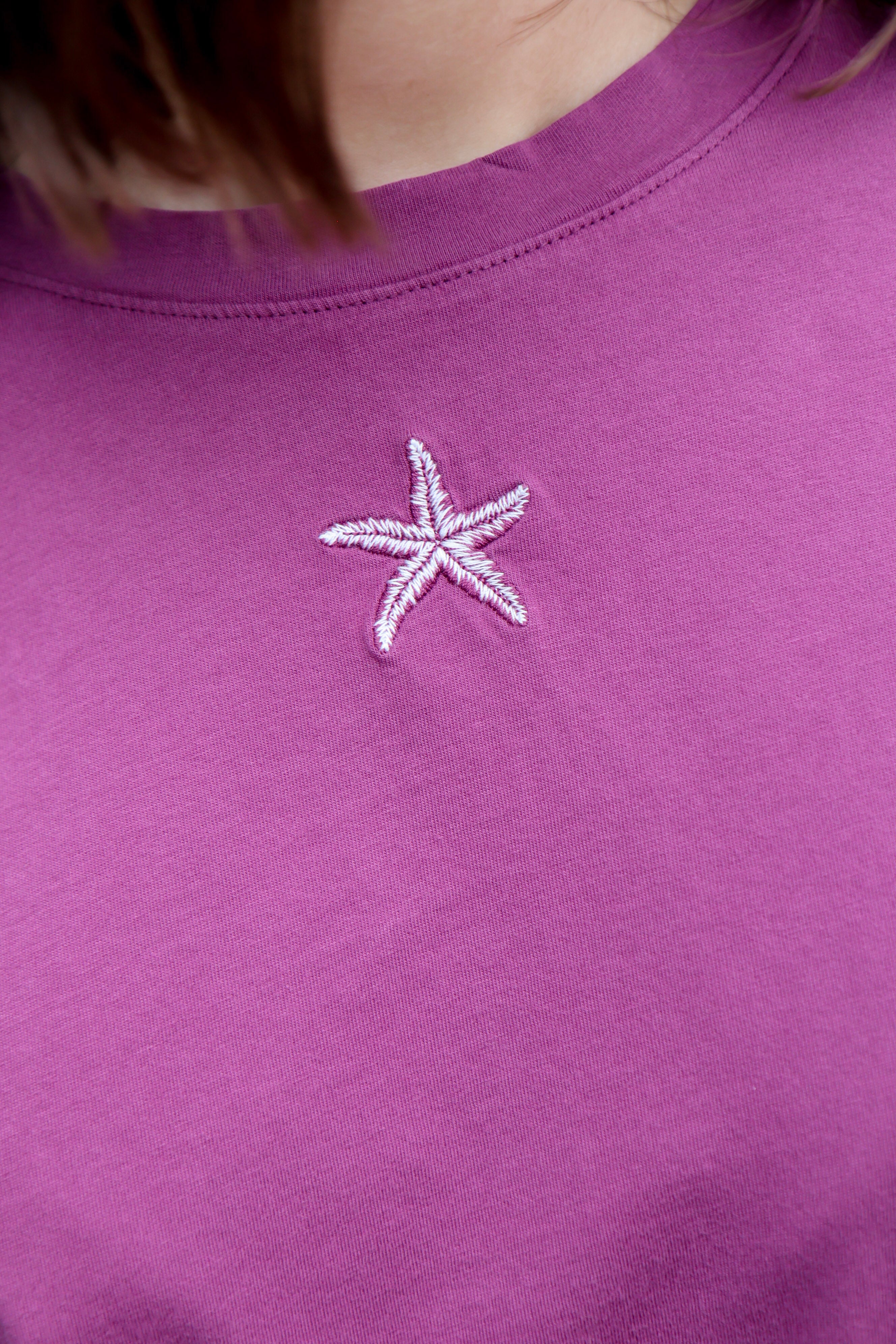 Ella and Rapha Starfish t-shirt viola cotone ricamata