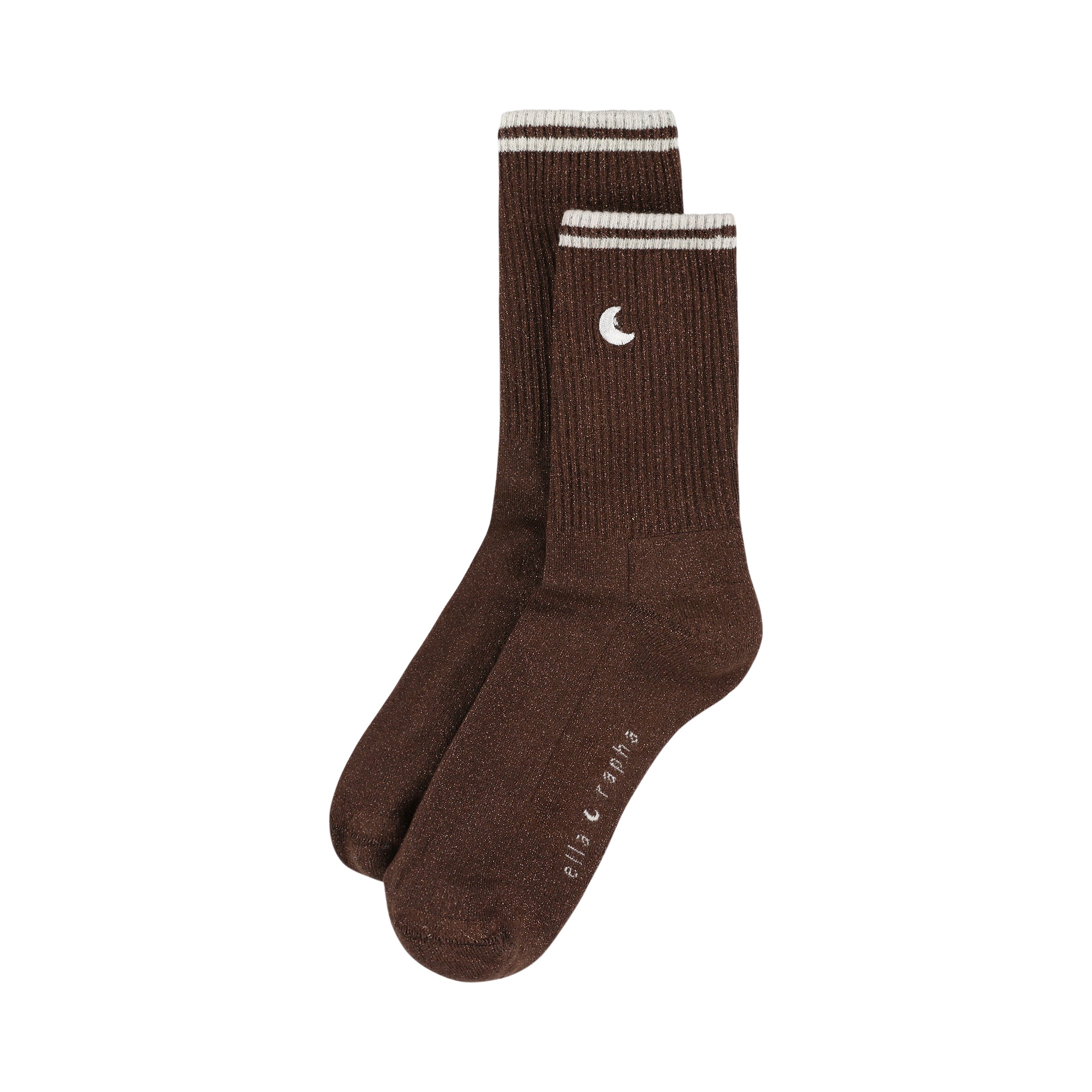 Ella and Rapha Moon calzini marroni glitter cotone
