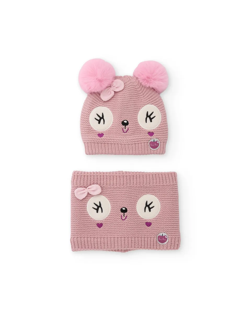 Tuc tuc set cappello scaldacollo bambina rosa maglia