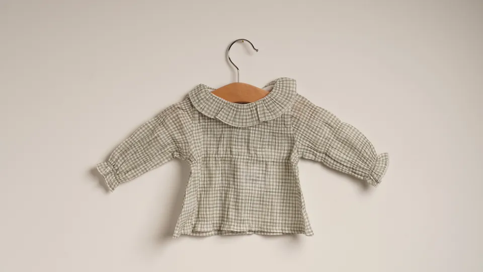 Mebi Vichy blusa neonata quadretti verdi cotone elasticizzato