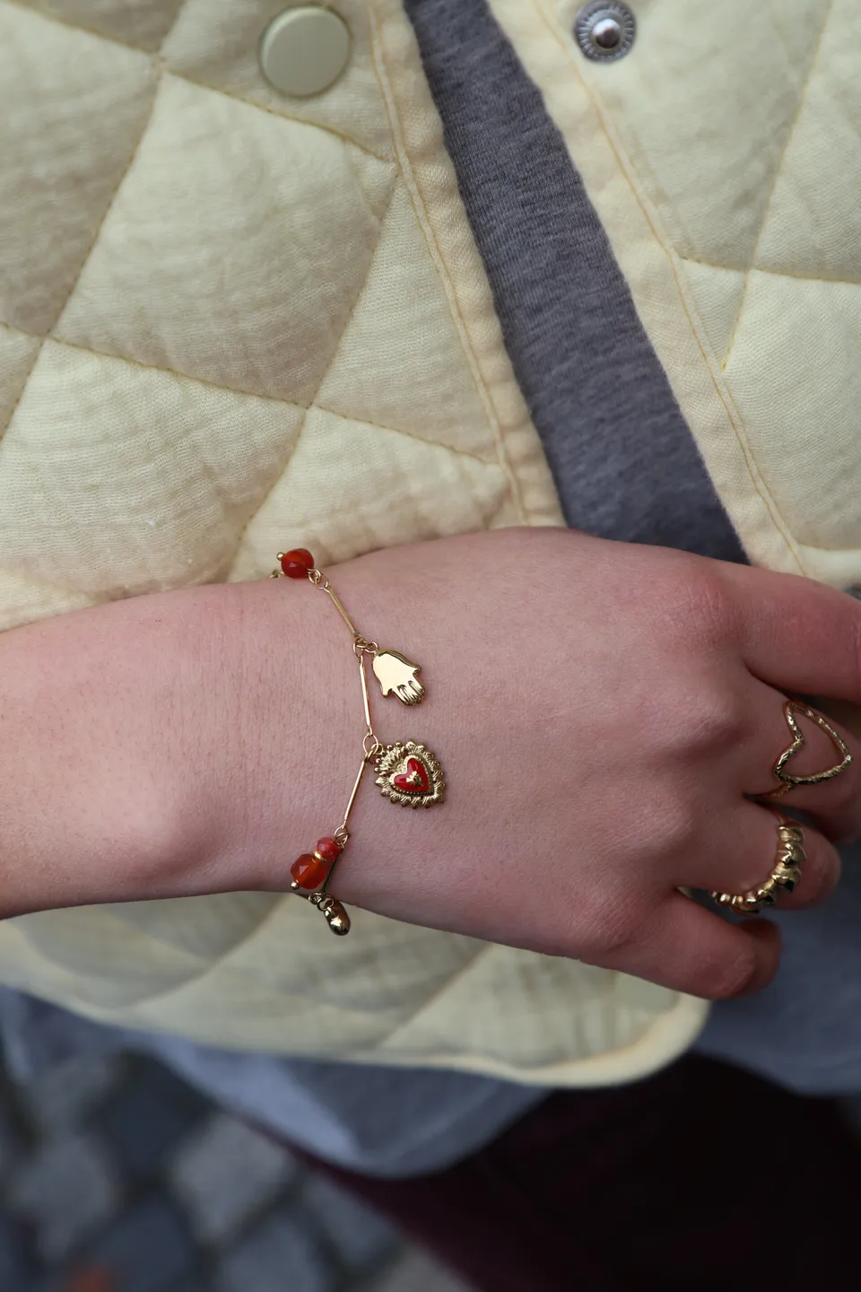 Ella and Rapha Heart Royal bracciale charm rosso donna