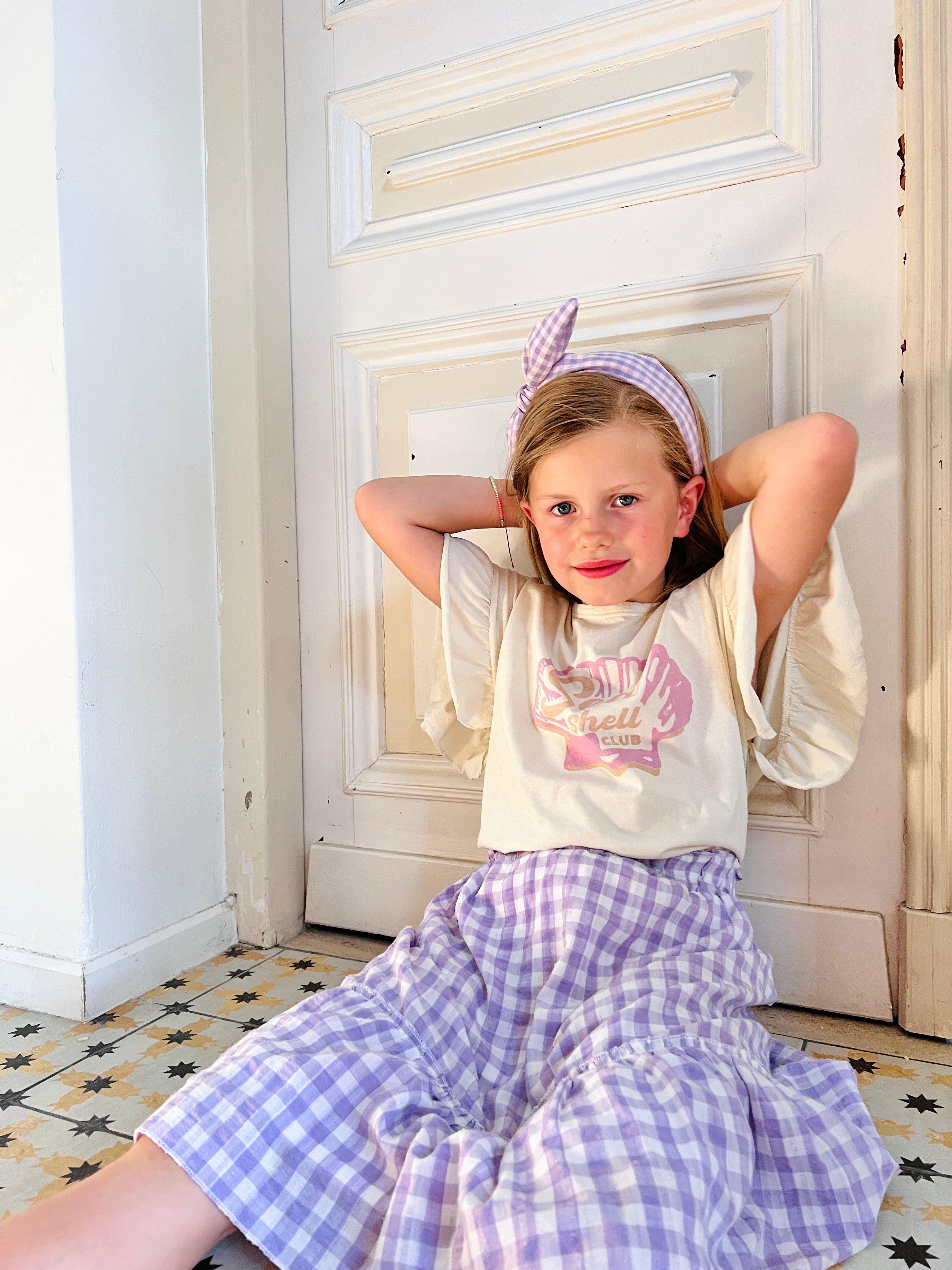 Ella and Rapha Seashell Club t-shirt bambina off white cotone bio