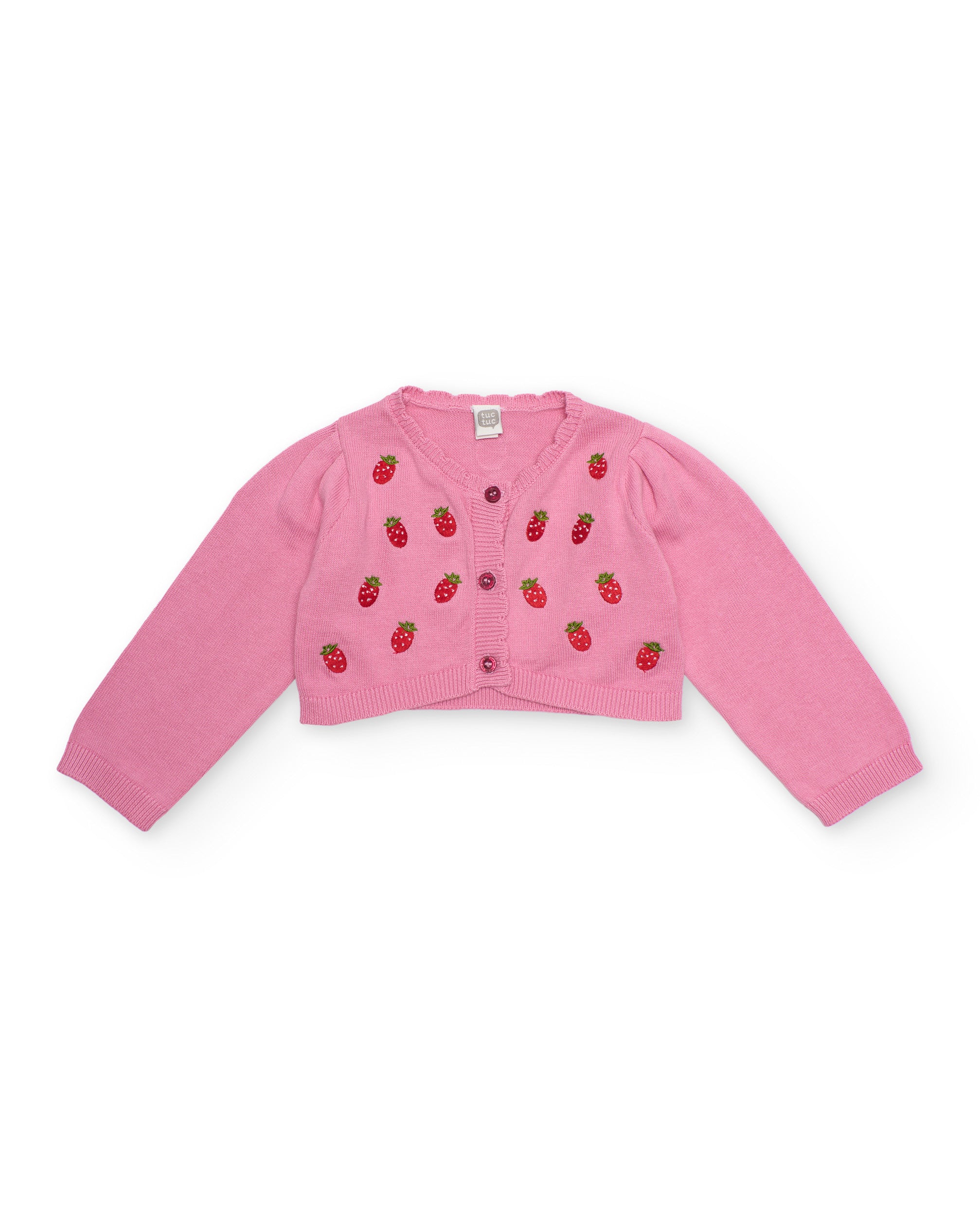 Tuc Tuc golfino neonata rosa fragole ricamate