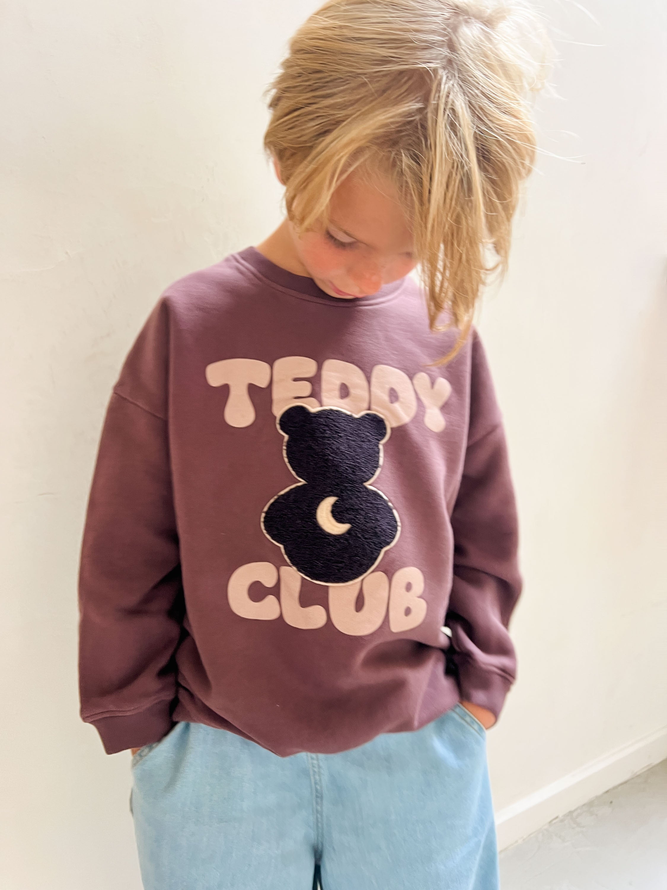 Ella and Rapha Little Teddy Club felpa marrone bimbo cotone