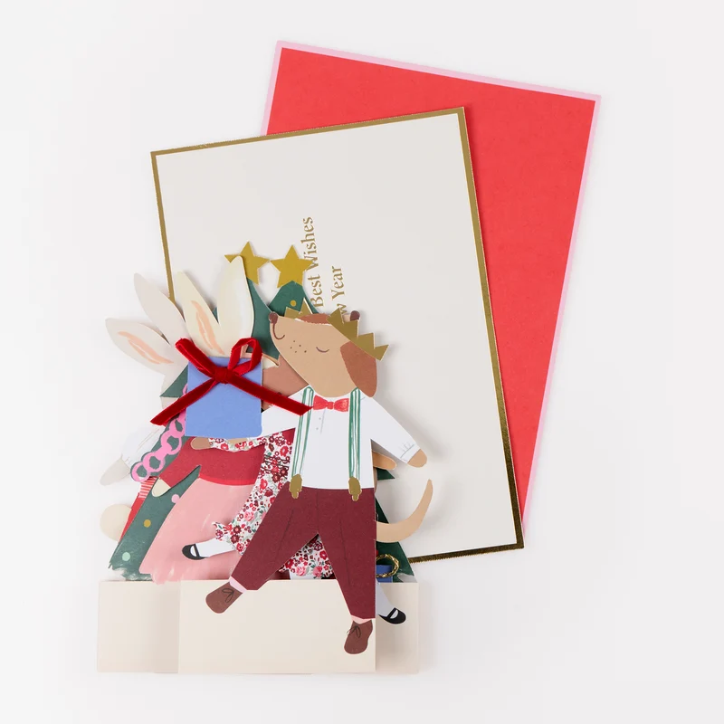 Meri Meri Animal Friends Biglietto Natale a Fisarmonica con Busta