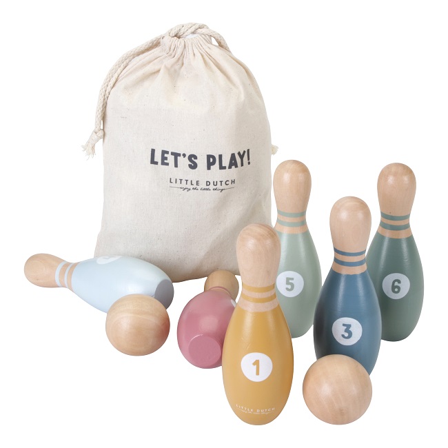 Little Dutch Set Bowling Gioco in Legno 10 Birilli Retro