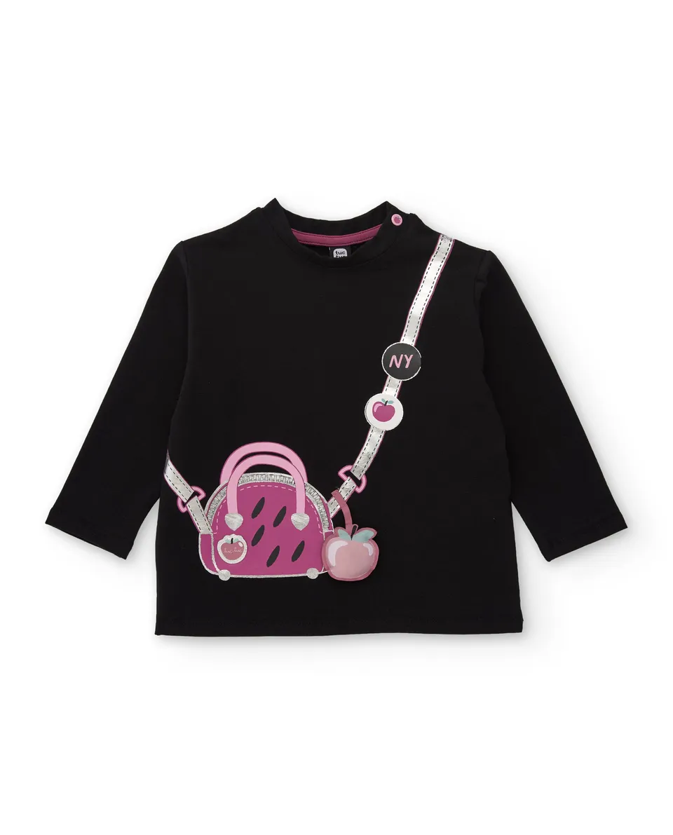 Tuc Tuc t-shirt bambina nera maniche lunghe cotone