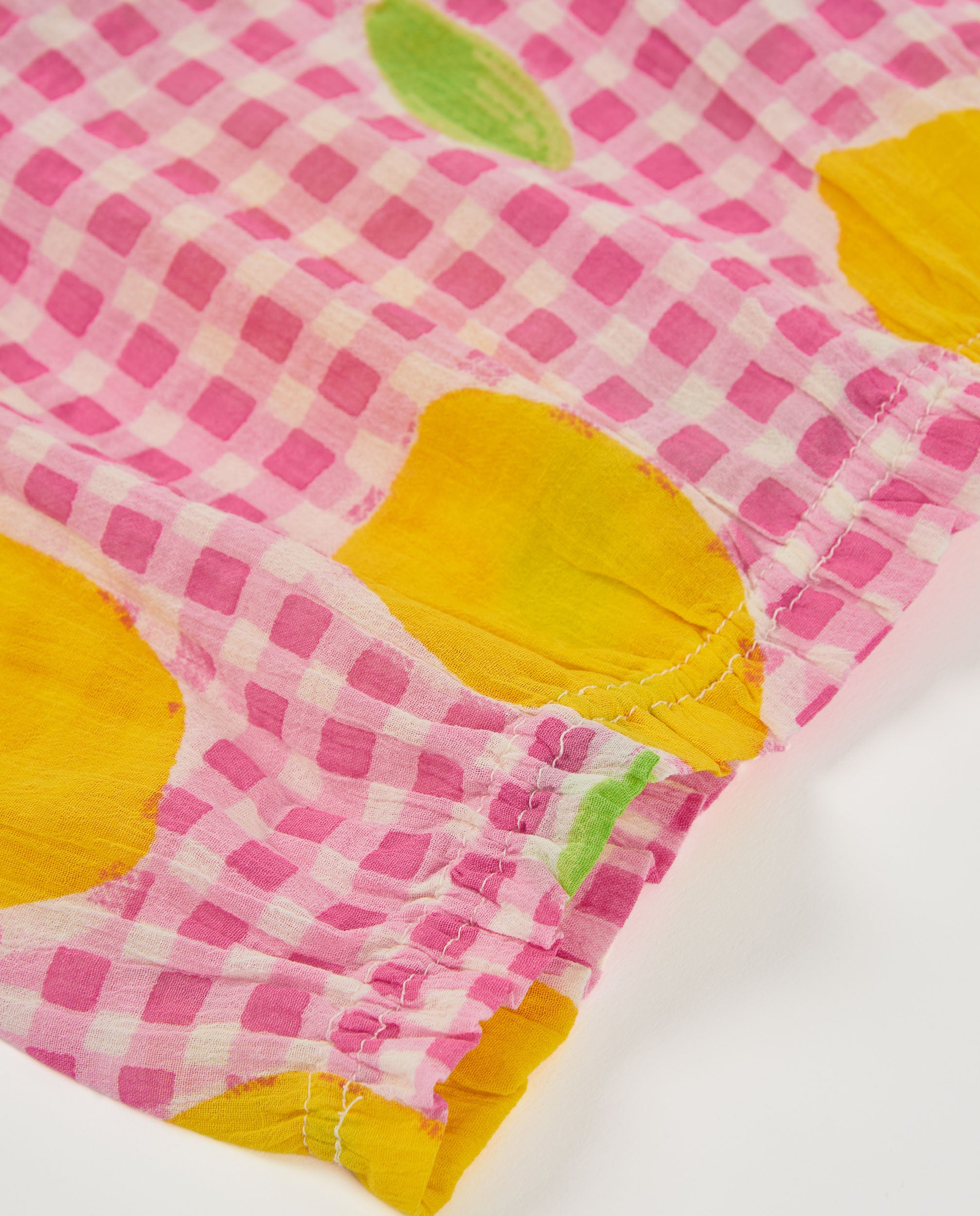 Tuc tuc Top bambina tessuto rosa limoni fiocchi
