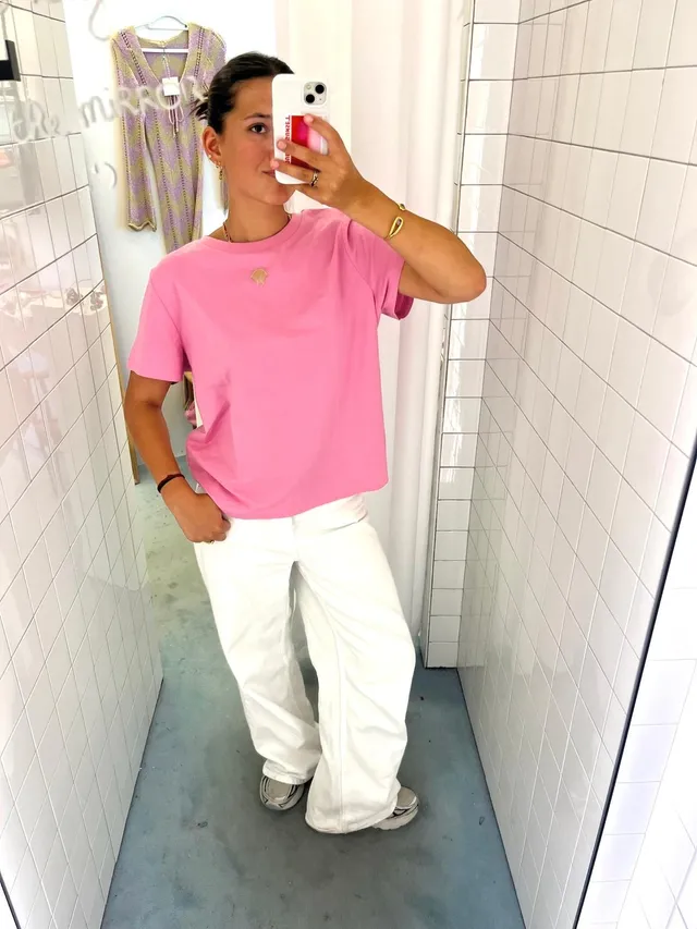 Ella and Rapha Seashell t-shirt rosa ricamo conchiglia S