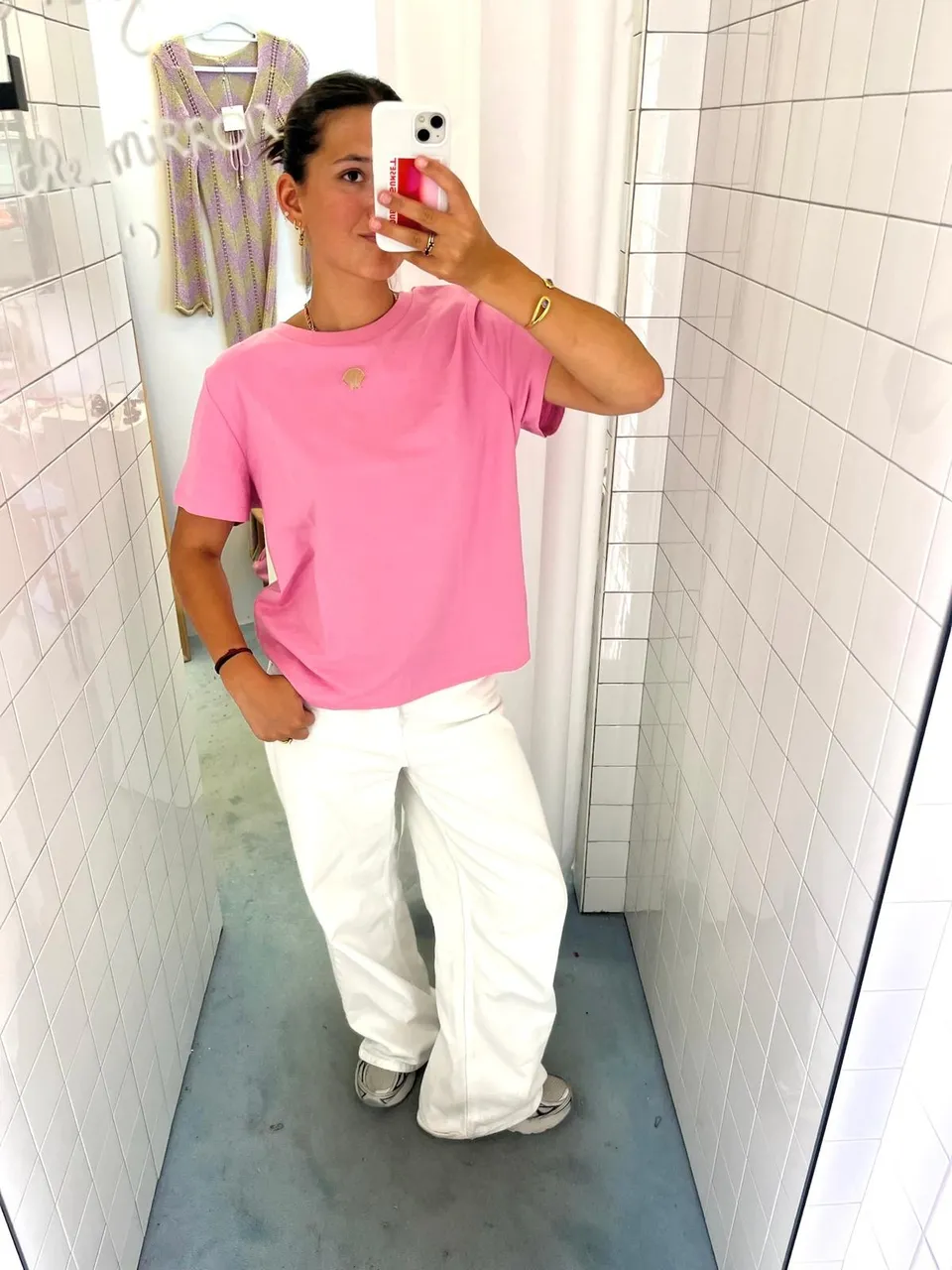 Ella and Rapha Seashell t-shirt rosa ricamo conchiglia S