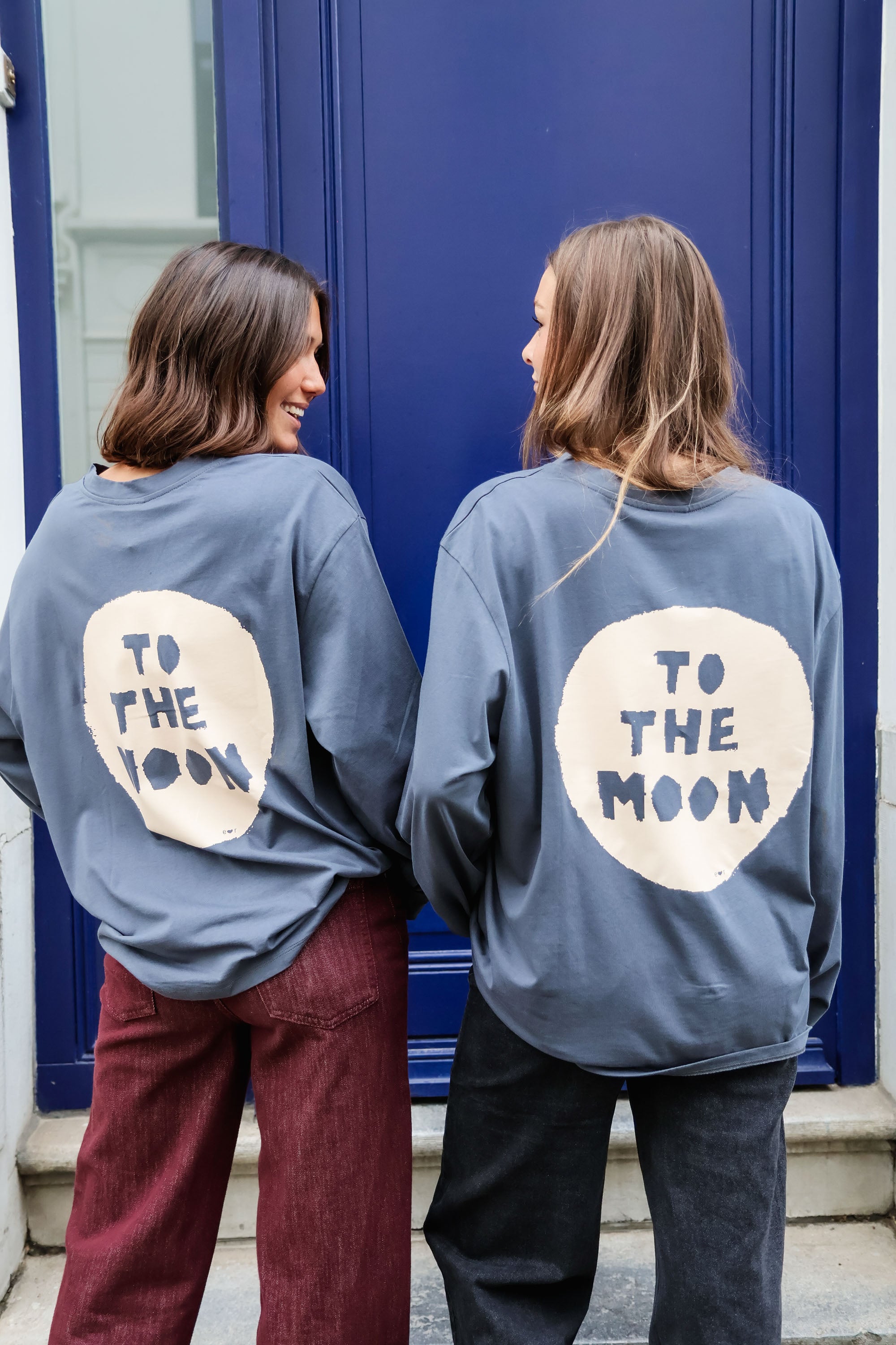 Ella and Rapha To The Moon t-shirt maniche lunghe grigia cotone