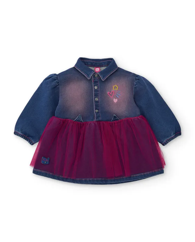 Tuc Tuc Meow Meow vestito bambina denim tulle blu