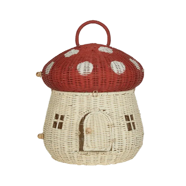 OlliElla Casa Fungo Red casa bambole rattan 30x34 cm