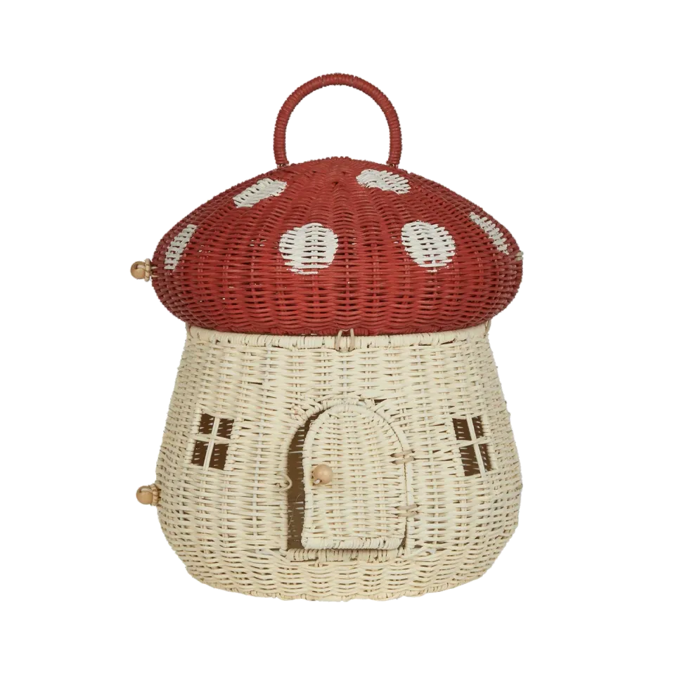 OlliElla Casa Fungo Red casa bambole rattan 30x34 cm