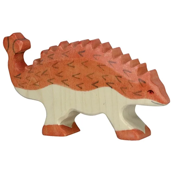 Holztiger Ankylosaurus figura dinosauro legno dipinto a mano